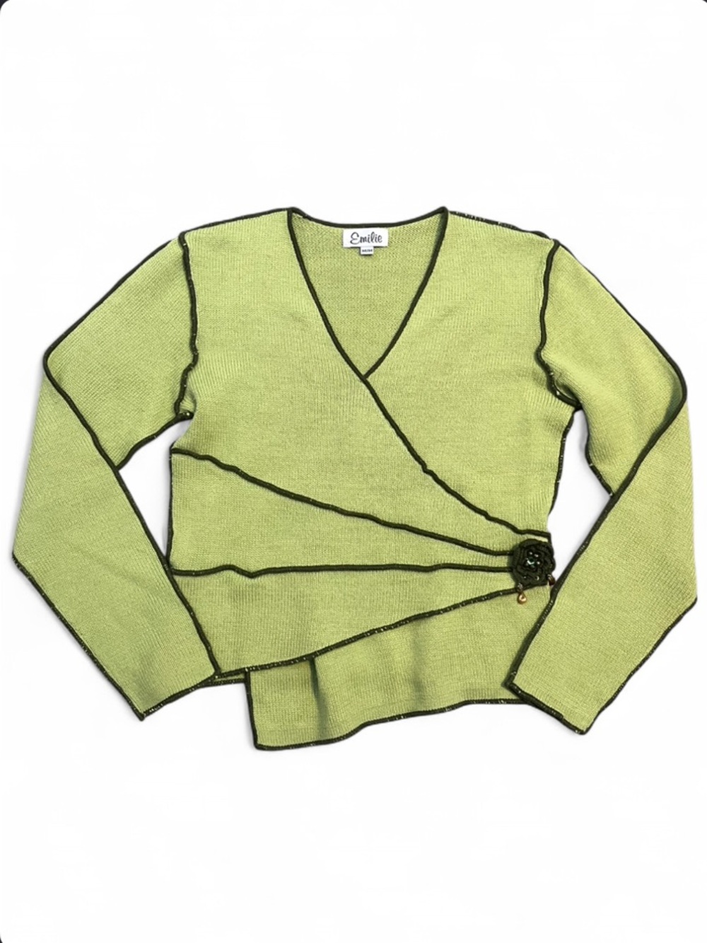 Emilie Y2K fairy vibe size M Lime Green Wrap-Style Women's Sweater
